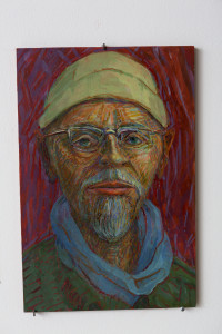 Self Portrait with Hat - 2009 - Egg Tempera on Wood, 12 x 8